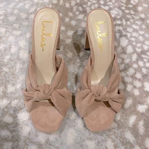 Lulus Nude Suede Knotted High Heel Sandals